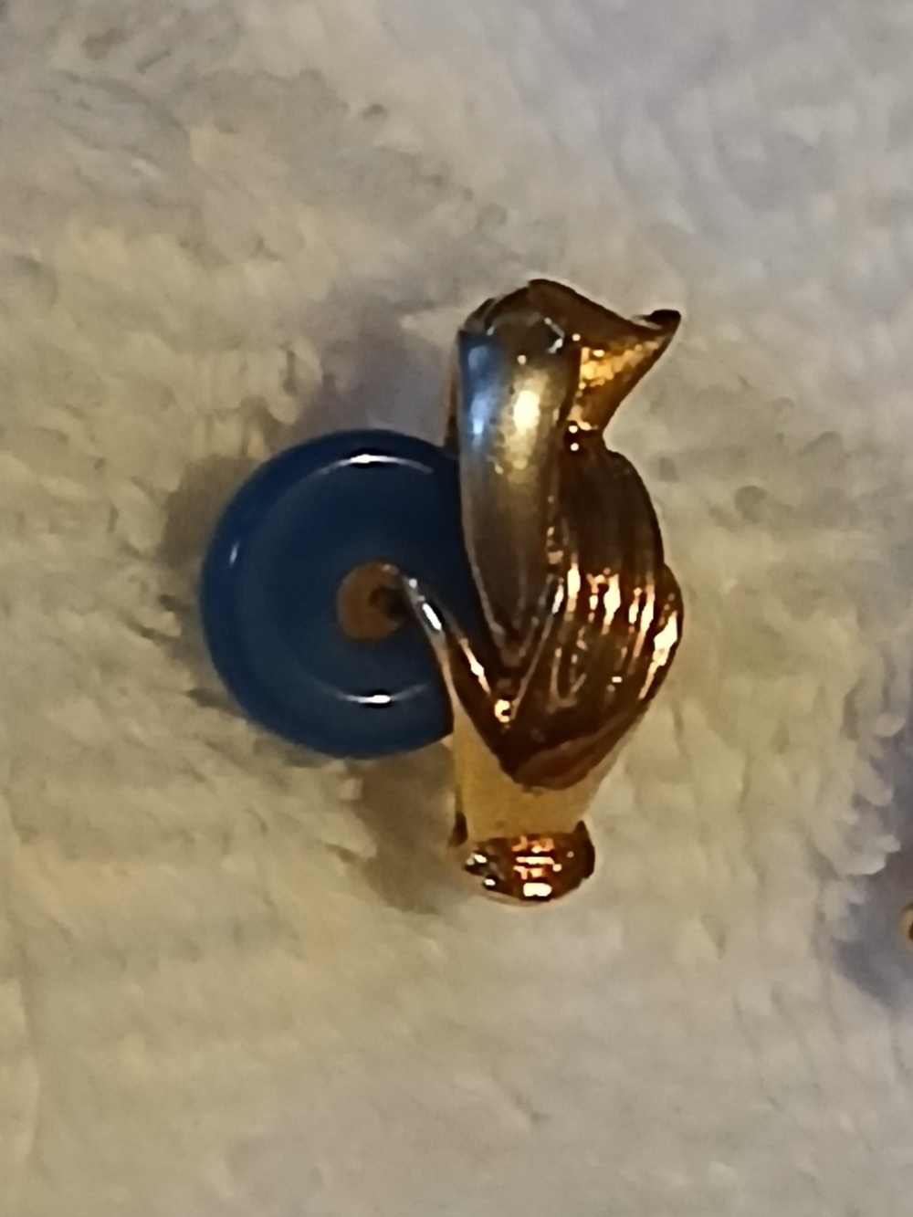 Gold Hand Holding Teal Circle Vintage RARE Pierced Earrings